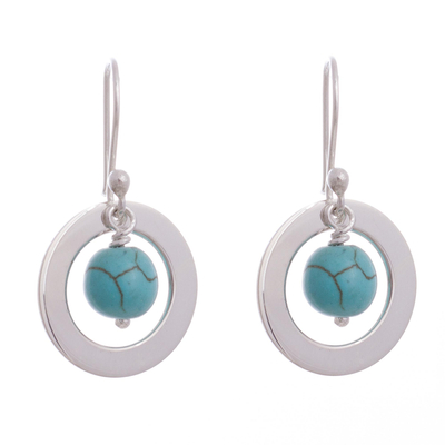 Sterling Silver and Reconstituted Turquoise Dangle Earrings