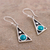 Chrysocolla dangle earrings, 'Geometric Movement' - Triangular Chrysocolla Dangle Earrings from Peru