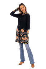 100% baby alpaca long cardigan, 'Midnight Floral' - Floral Pattern Knit 100% Baby Alpaca Long Cardigan from Peru