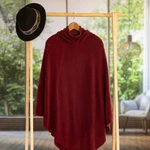 Alpaca blend hooded poncho, 'Adventurous Style in Crimson' - Knit Alpaca Blend Hooded Poncho in Crimson from Peru