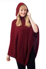Alpaca blend hooded poncho, 'Adventurous Style in Crimson' - Knit Alpaca Blend Hooded Poncho in Crimson from Peru