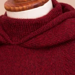 Alpaca blend hooded poncho, 'Adventurous Style in Crimson' - Knit Alpaca Blend Hooded Poncho in Crimson from Peru