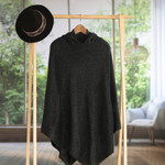 Alpaca blend hooded poncho, 'Adventurous Style in Slate' - Knit Alpaca Blend Hooded Poncho in Graphite from Peru