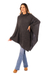 Alpaca blend hooded poncho, 'Adventurous Style in Slate' - Knit Alpaca Blend Hooded Poncho in Graphite from Peru (image 2a) thumbail