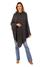 Alpaca blend hooded poncho, 'Adventurous Style in Slate' - Knit Alpaca Blend Hooded Poncho in Graphite from Peru