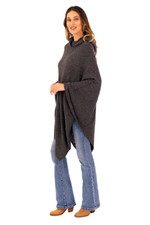 Alpaca blend hooded poncho, 'Adventurous Style in Slate' - Knit Alpaca Blend Hooded Poncho in Graphite from Peru