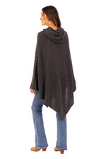 Alpaca blend hooded poncho, 'Adventurous Style in Slate' - Knit Alpaca Blend Hooded Poncho in Graphite from Peru
