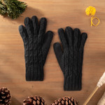 100% alpaca gloves, 'Winter Delight in Black' - 100% Alpaca Knit Gloves in Black from Peru