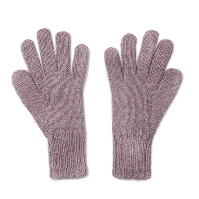 100% alpaca gloves, 'Pretty in Pink' - Cable Knit 100% Alpaca Gloves in Light Mauve from Peru