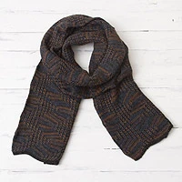 Men's Blue Squared Alpaca Wool Patterned Scarf 67 L x 12.5 W – Texadia  Fashion