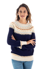 100% alpaca pullover, 'Apres-ski' - Midnight and Antique White 100% Alpaca Pullover from Peru