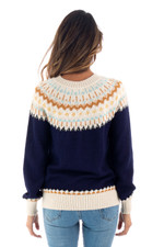 100% alpaca pullover, 'Apres-ski' - Midnight and Antique White 100% Alpaca Pullover from Peru