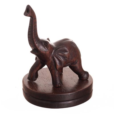 Cedar wood sculpture, 'Nature Sounds' - Cedar Wood Sculpture of a Trumpeting Elephant from Peru