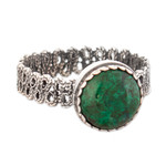 Chrysocolla filigree cocktail ring, 'Andean Power' - Chrysocolla Cocktail Ring with a Filigree Band from Peru