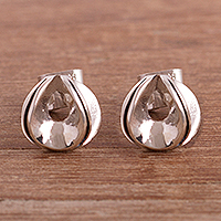 Sterling silver stud earrings, 'Fascinating Forms' - Modern Sterling Silver Stud Earrings from Peru