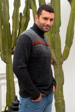 Men's 100% alpaca pullover, 'Winter Traveler' - Men's Grey 100% Alpaca Pullover from Peru