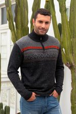 Men's 100% alpaca pullover, 'Winter Traveler' - Men's Grey 100% Alpaca Pullover from Peru