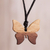 Wood pendant necklace, 'Light Brown Butterfly' - Light Brown Wood Butterfly Pendant Necklace from Peru