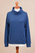 Cotton blend pullover, 'Royal Blue Versatility' - Knit Cotton Blend Pullover in Solid Royal Blue from Peru (image 2e) thumbail