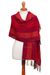 Alpaca blend shawl, 'Red Passion' - Alpaca Blend Fringed Shawl with Red Stripes from Peru thumbail