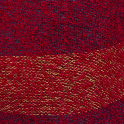 Schal aus Alpaka-Mischung - Fransenschal aus Alpakamischung mit roten Streifen aus Peru