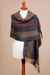 Alpaca blend shawl, 'Colors of Winter' - Striped Alpaca Blend Fringed Shawl from Peru thumbail