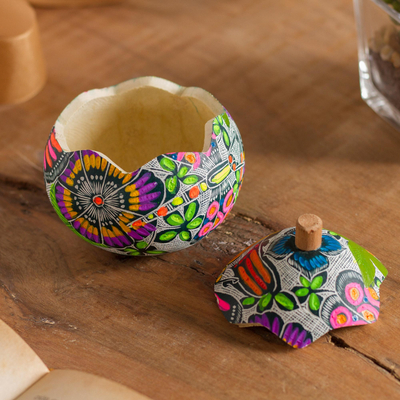 Tarro decorativo de calabaza - Jarra Decorativa Calabaza Colorida de Perú