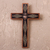 Copper and wood wall cross, 'Faith Glitters' - Copper and Wood Wall Cross with Pyrite Accents from Peru (image 2) thumbail