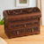 Leather and cedar wood jewelry chest, 'Impressive Birds' - Bird Pattern Leather and Cedar Wood Jewelry Chest from Peru (image 2) thumbail