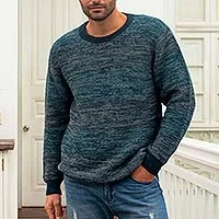 Jersey para hombre 100% alpaca, 'Andean Spruce' - Jersey para hombre 100% Alpaca de Perú