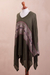 Cotton blend poncho, 'Olive Andes' - Geometric Cotton Blend Poncho in Olive from Peru (image 2b) thumbail