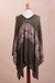 Cotton blend poncho, 'Olive Andes' - Geometric Cotton Blend Poncho in Olive from Peru (image 2c) thumbail