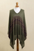 Cotton blend poncho, 'Olive Mountain' - Woven Cotton Blend Poncho in Olive Green from Peru (image 2c) thumbail