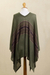 Cotton blend poncho, 'Olive Mountain' - Woven Cotton Blend Poncho in Olive Green from Peru (image 2e) thumbail
