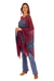 Cotton blend poncho, 'Andean Charm' - Cotton Blend Poncho in Cerise and Blue from Peru (image 2c) thumbail