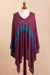 Cotton blend poncho, 'Andean Charm' - Cotton Blend Poncho in Cerise and Blue from Peru (image 2e) thumbail