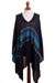 Cotton blend poncho, 'Seasonal Escape' - Artisan Crafted Cotton Blend Poncho in Black and Blue (image 2a) thumbail