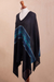 Cotton blend poncho, 'Seasonal Escape' - Artisan Crafted Cotton Blend Poncho in Black and Blue (image 2c) thumbail