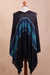 Cotton blend poncho, 'Seasonal Escape' - Artisan Crafted Cotton Blend Poncho in Black and Blue (image 2d) thumbail