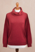 Cotton blend pullover, 'Cerise Red Versatility' - Knit Cotton Blend Pullover in Solid Cerise Red from Peru (image 2b) thumbail