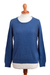 Cotton blend pullover, 'Warm Valley in Royal Blue' - Knit Cotton Blend Pullover in Royal Blue from Peru (image 2a) thumbail