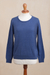 Cotton blend pullover, 'Warm Valley in Royal Blue' - Knit Cotton Blend Pullover in Royal Blue from Peru (image 2c) thumbail