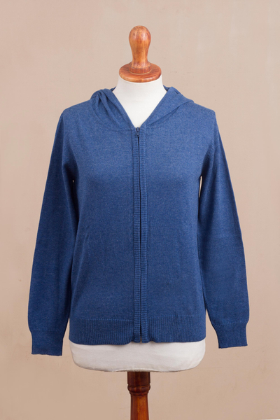 Sudadera con capucha de mezcla de algodón, 'Casual Comfort in Royal Blue' - Sudadera con capucha de mezcla de algodón en azul real de Perú