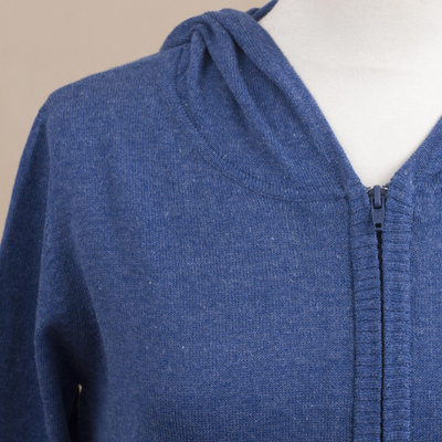 Cotton blend hoodie, 'Casual Comfort in Royal Blue' - Cotton Blend Hoodie in Royal Blue from Peru