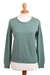 Cotton blend pullover, 'Warm Valley in Viridian' - Knit Cotton Blend Pullover in Viridian from Peru (image 2a) thumbail