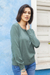 Cotton blend pullover, 'Warm Valley in Viridian' - Knit Cotton Blend Pullover in Viridian from Peru (image 2b) thumbail