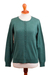 Cotton blend cardigan, 'Simple Style in Jade' - Cotton Blend Green Cardigan Sweater from Peru (image 2a) thumbail