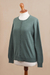 Cotton blend cardigan, 'Simple Style in Jade' - Cotton Blend Green Cardigan Sweater from Peru (image 2g) thumbail