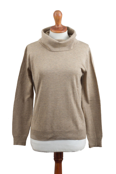 Cotton Blend Pullover in Taupe from Peru