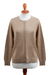 Cotton blend cardigan, 'Simple Style in Taupe' - Cotton Blend Cardigan in Taupe from Peru